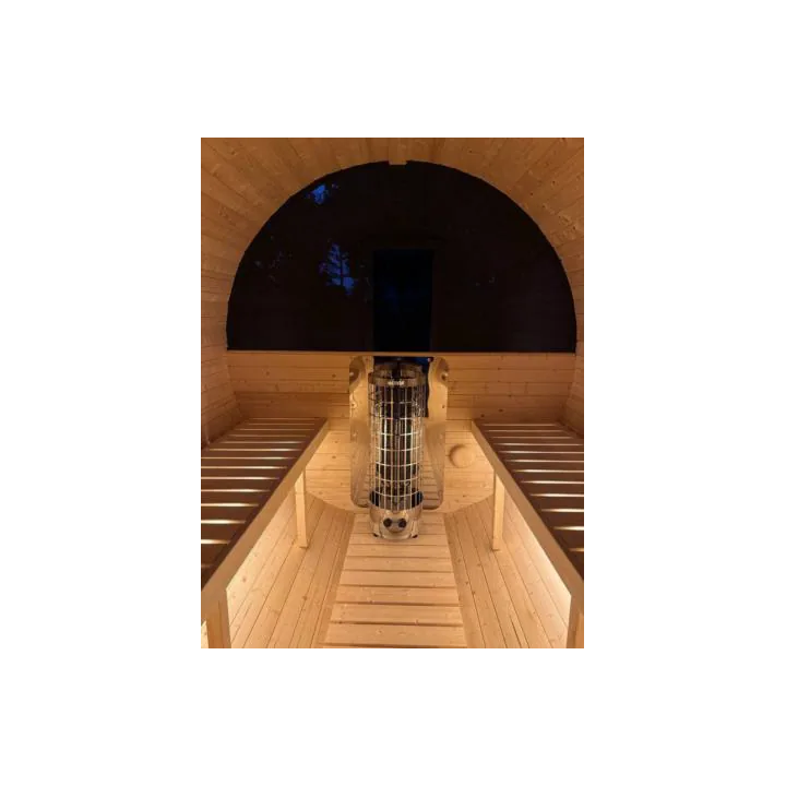 Sauna tonneau extérieur 2,4 m avec terrasse – Jusqu'à 6 personnes