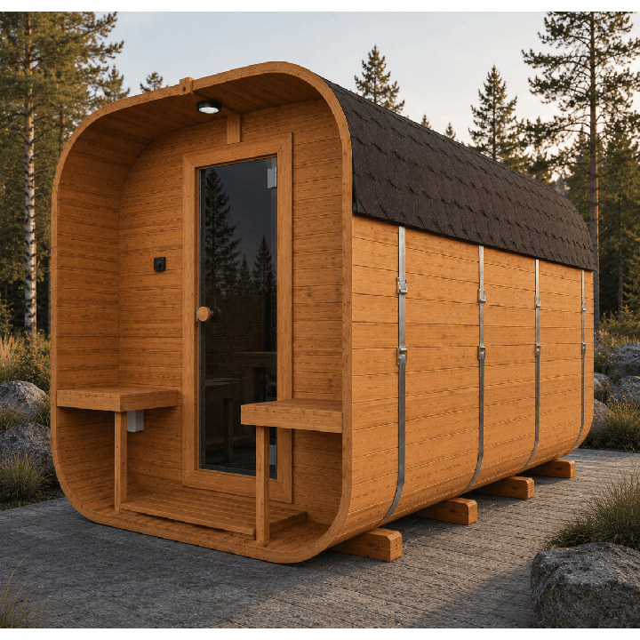 Sauna cube 3,4 m avec terrasse – Jusqu'à 6 personnes