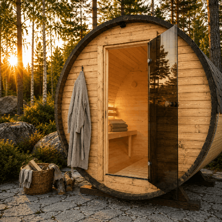 Sauna tonneau 1,8 m – Poêle électrique