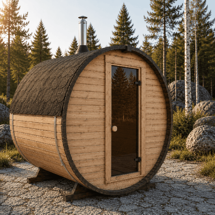 Sauna tonneau 1,8 m – Poêle à bois