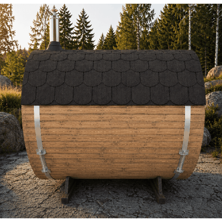 Sauna tonneau 1,8 m – Poêle à bois