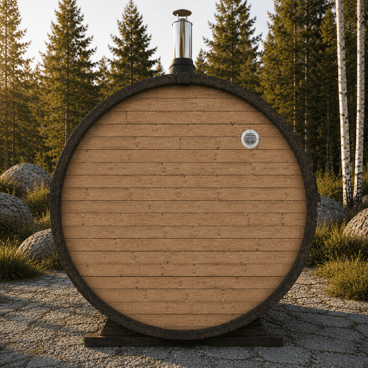 Sauna tonneau 1,8 m – Poêle à bois