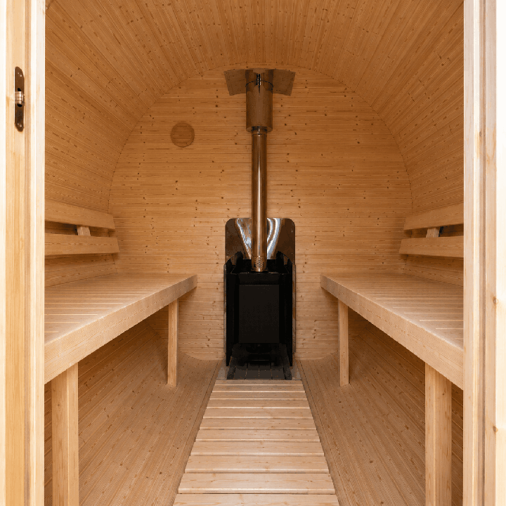 Sauna tonneau 1,8 m – Poêle à bois