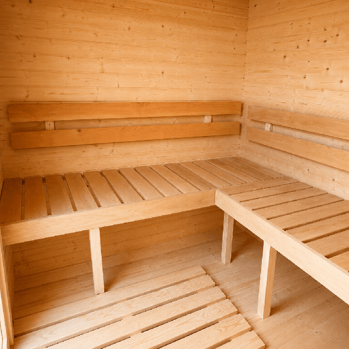 Sauna Quadro 1,8 m avec oêle électrique vue intérieure