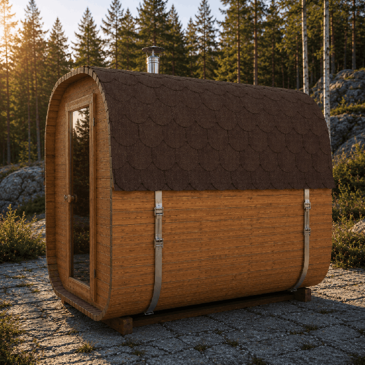 Sauna Quadro 1,8 m poêle à bois jusqu'à 4 personnes | La Maison Finoise