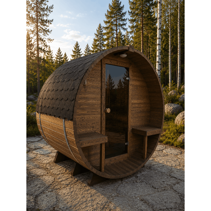 Sauna tonneau 2,4 m – Poêle électrique