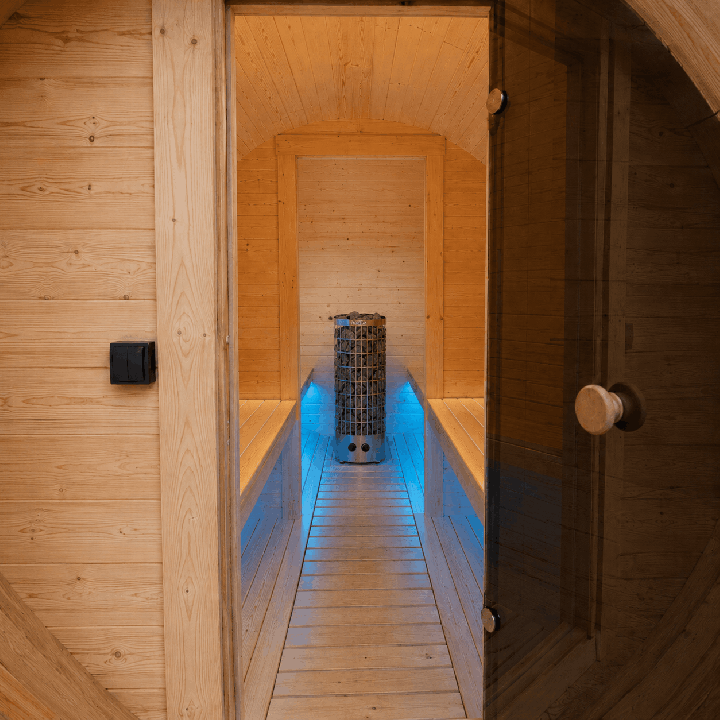 Vestibule intérieur du sauna tonneau 3,4 m